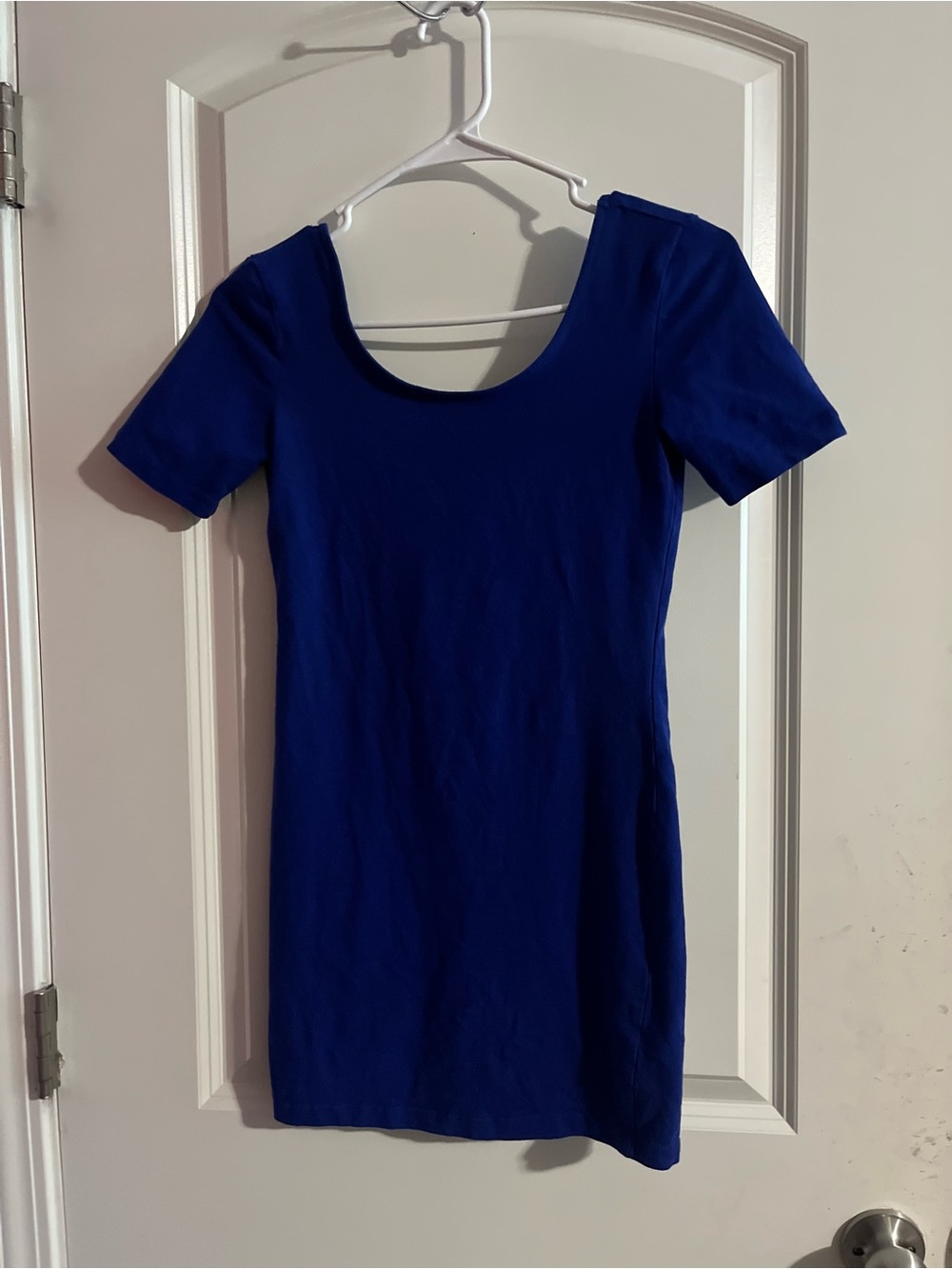 Women's Scoop Neck Short Sleeve dress - Royal Blue